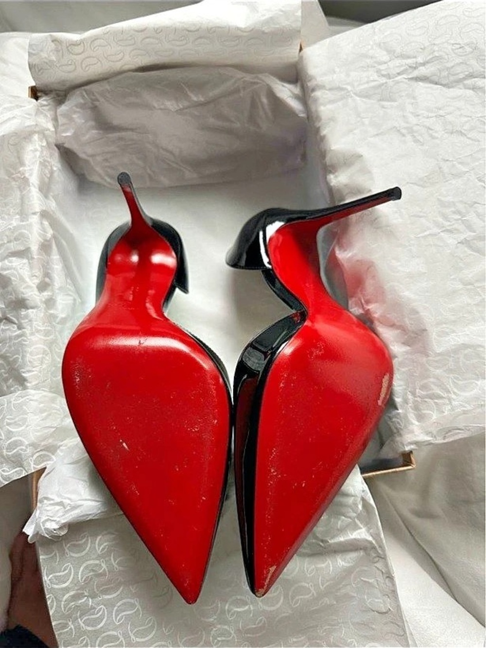 Christian Louboutin Iriza Patent Leather d'Orsay Pumps Black Patent Heels US 8.5 - Picture 2 of 5